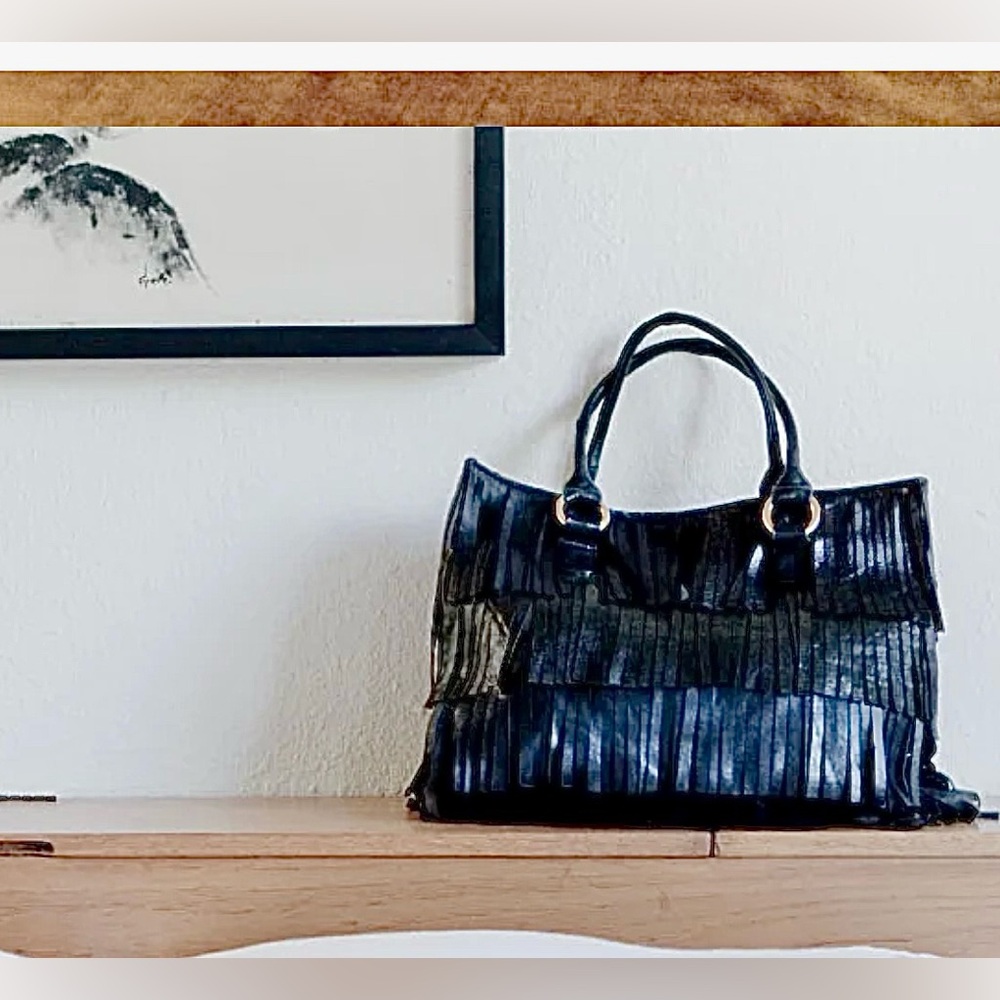 Novella Royale | Fringed Two-Tone Leather Bag ♥ Like new! - Picture 8 of 9